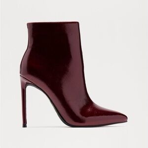 Fashion Nova Glossy Maroon Heeled Bootie